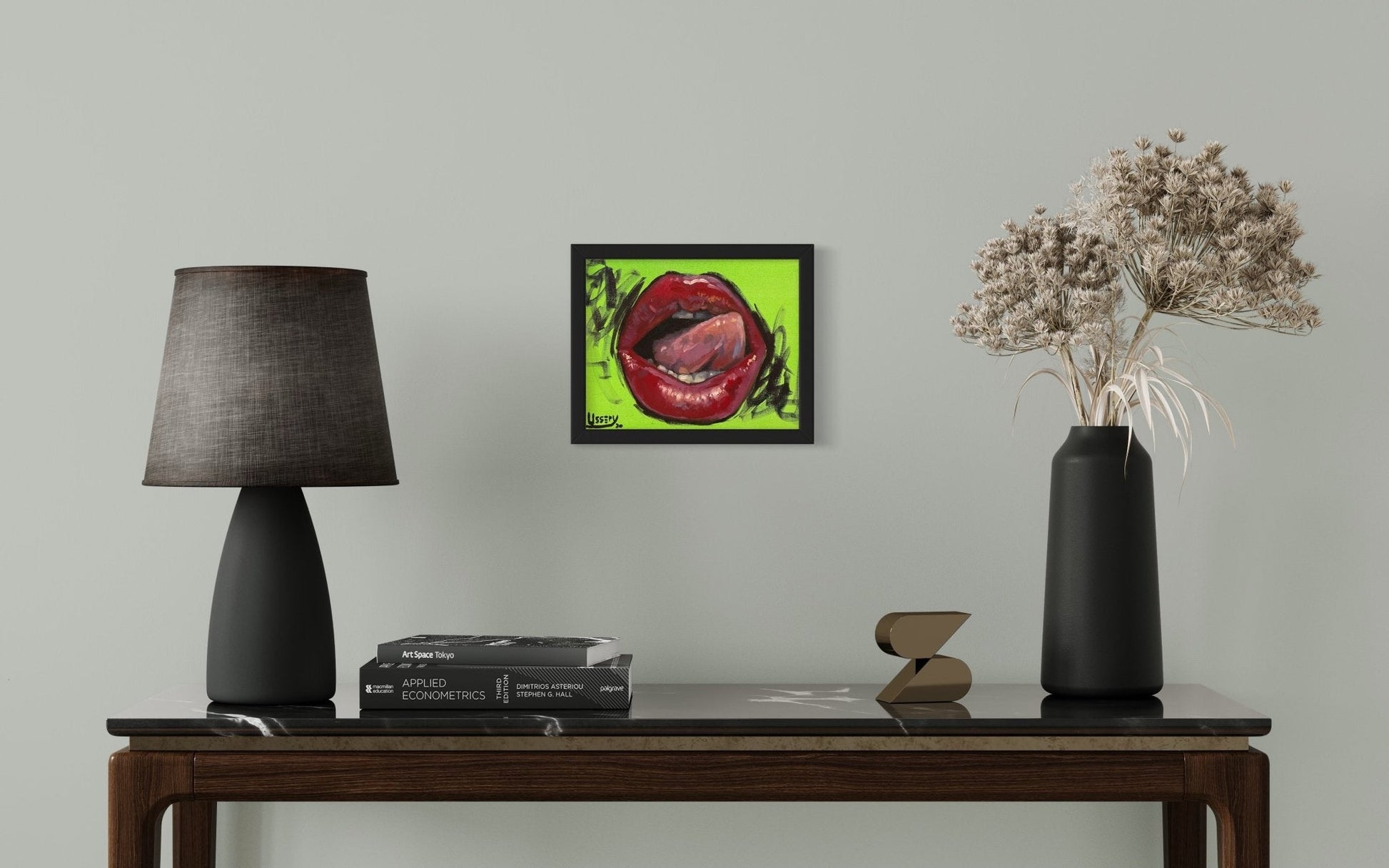 Lip Service oil 8x10 framed - David Ussery