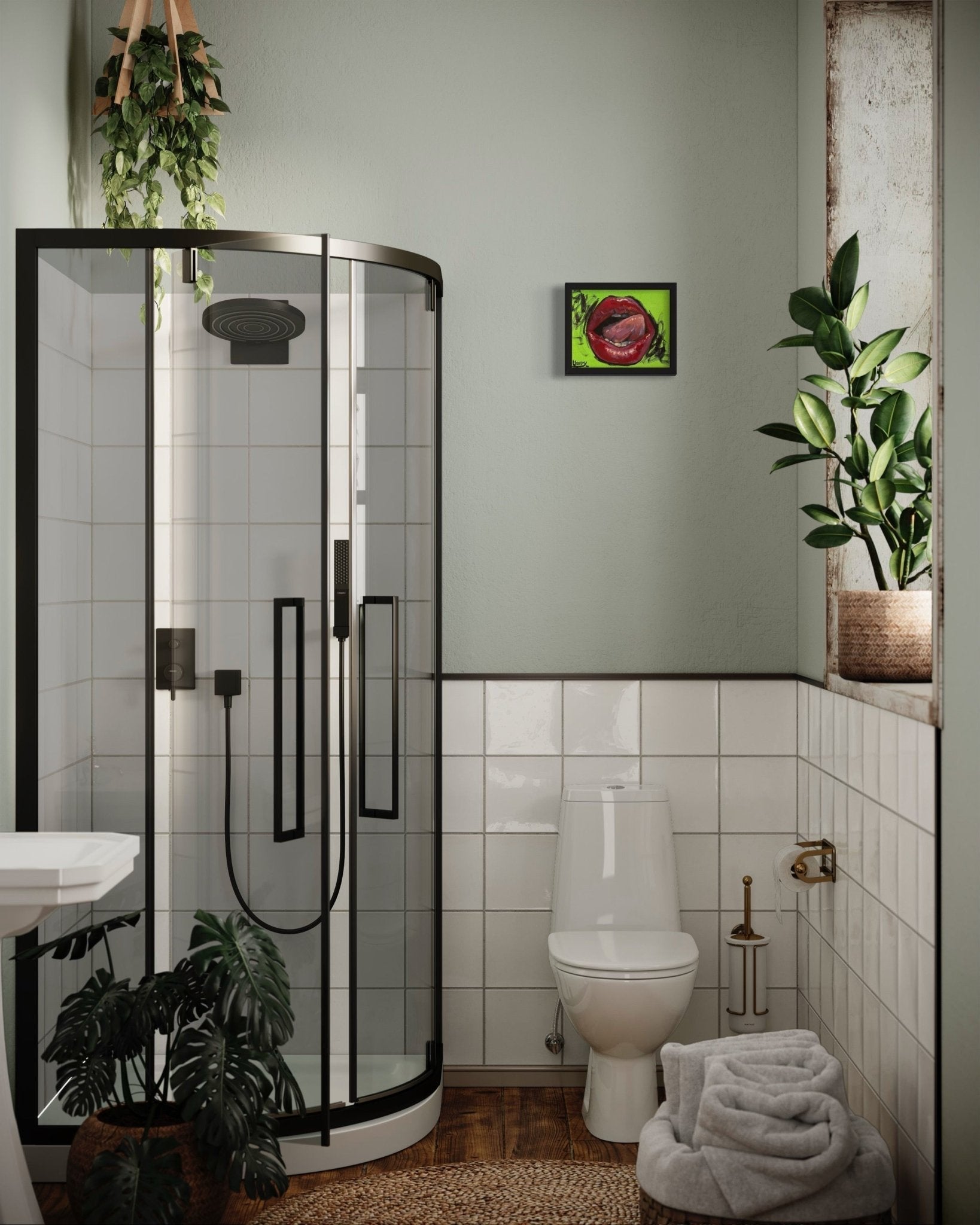 Lip Service oil 8x10 framed - David Ussery