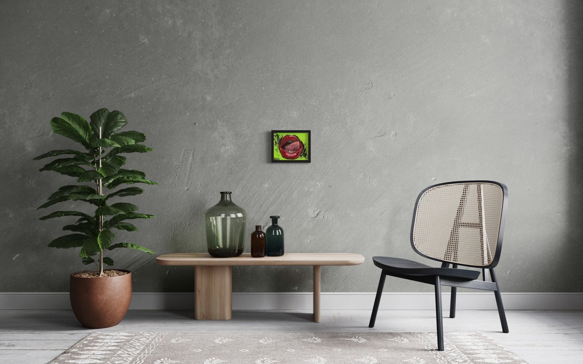 Lip Service oil 8x10 framed - David Ussery