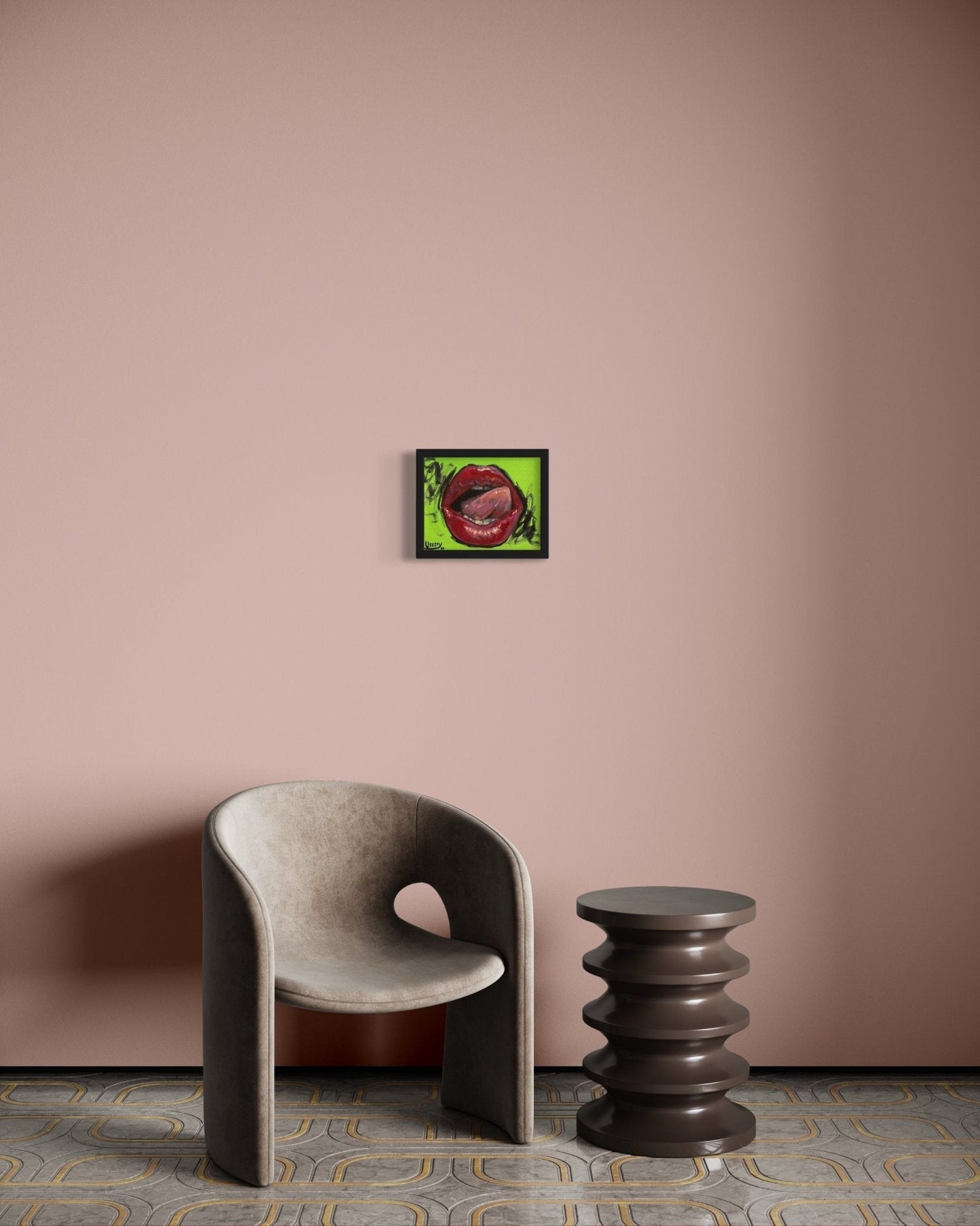 Lip Service oil 8x10 framed - David Ussery