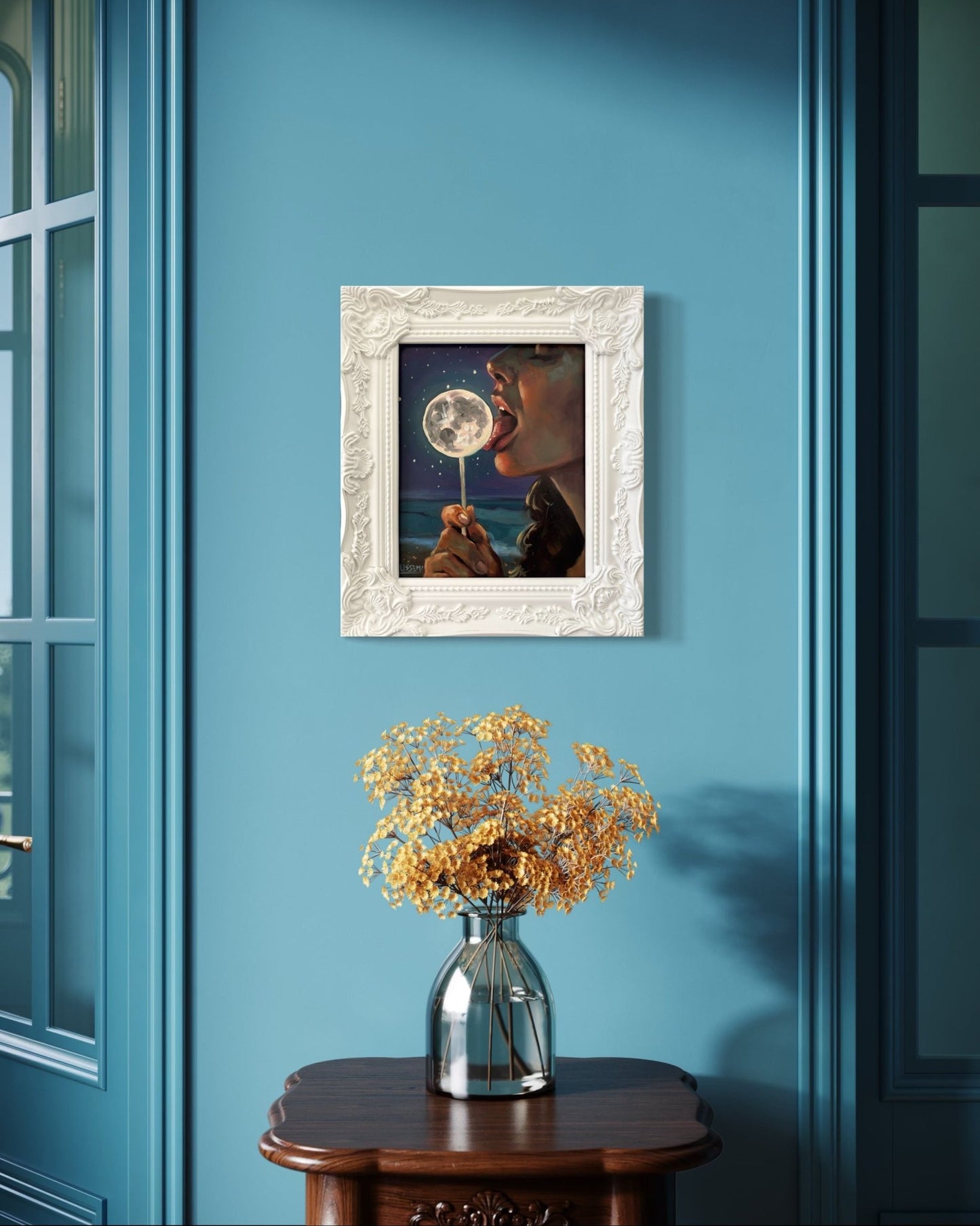 Luna: Original Oil Painting on Panel (8x10) Dreamy surreal art for unique collectors - David Ussery