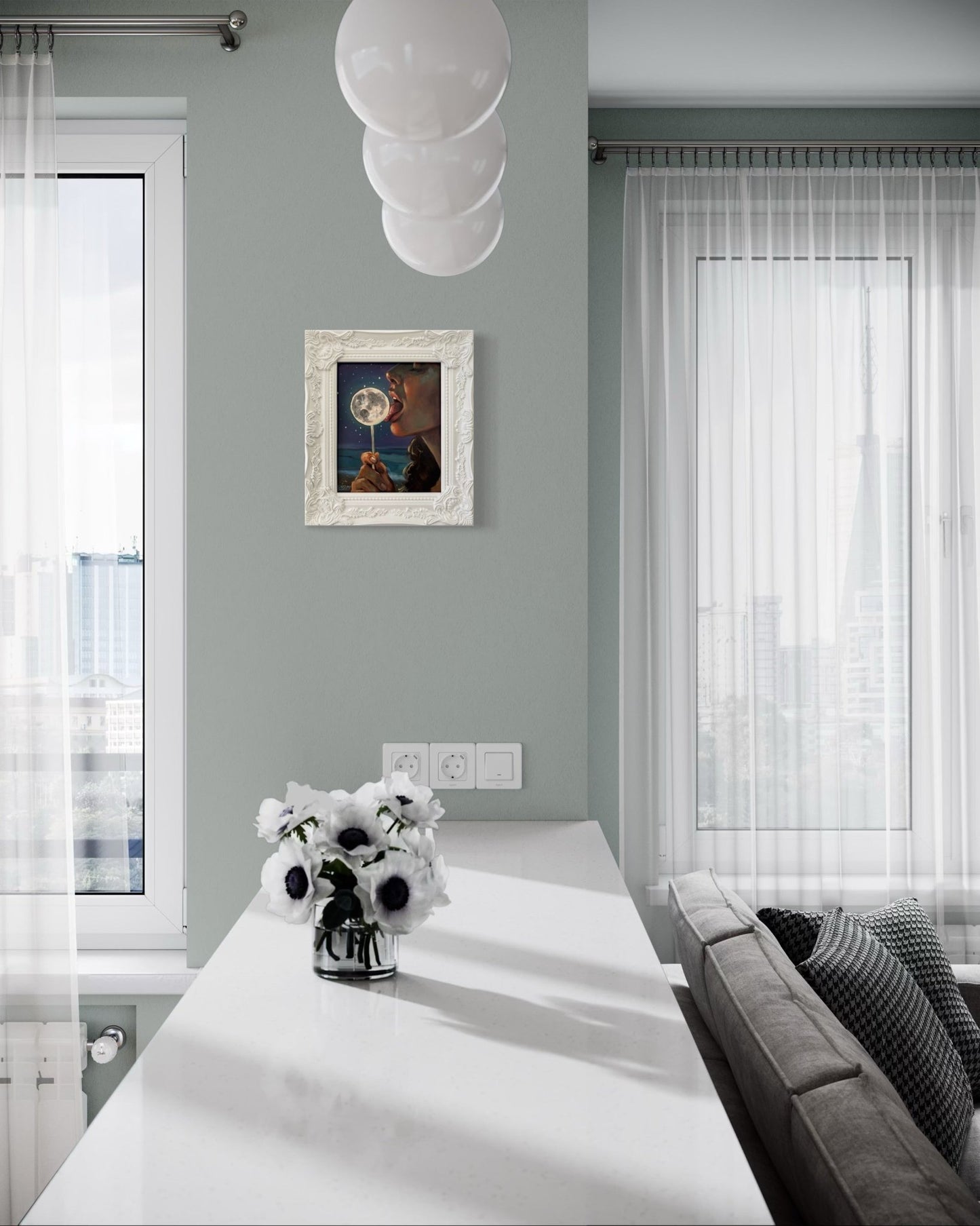 Luna: Original Oil Painting on Panel (8x10) Dreamy surreal art for unique collectors - David Ussery