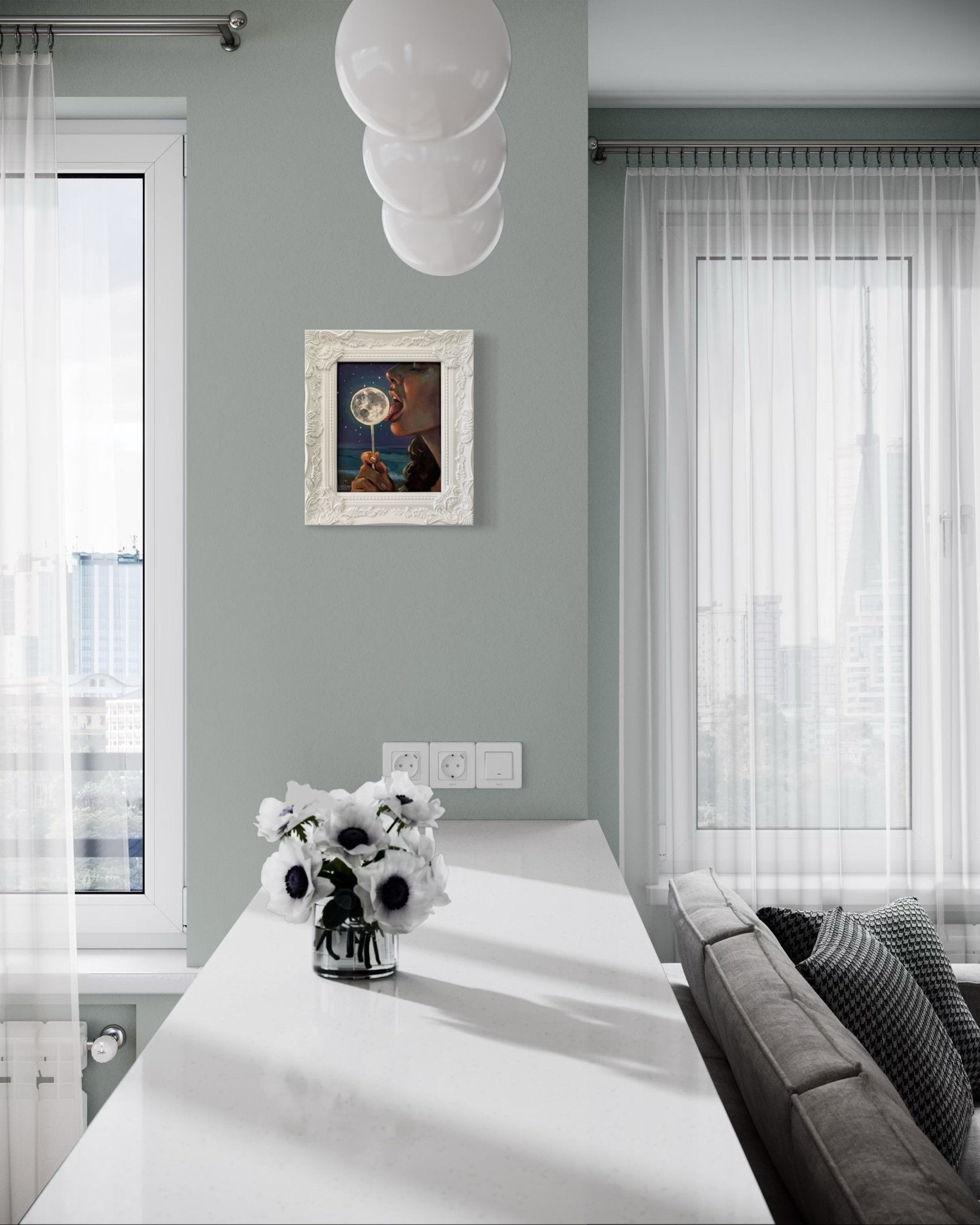 Luna: Original Oil Painting on Panel (8x10) Dreamy surreal art for unique collectors - David Ussery