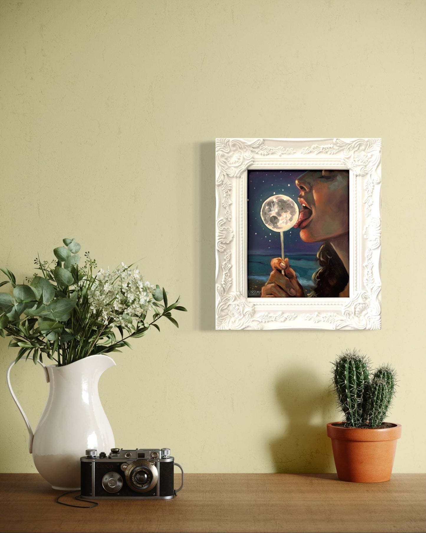 Luna: Original Oil Painting on Panel (8x10) Dreamy surreal art for unique collectors - David Ussery