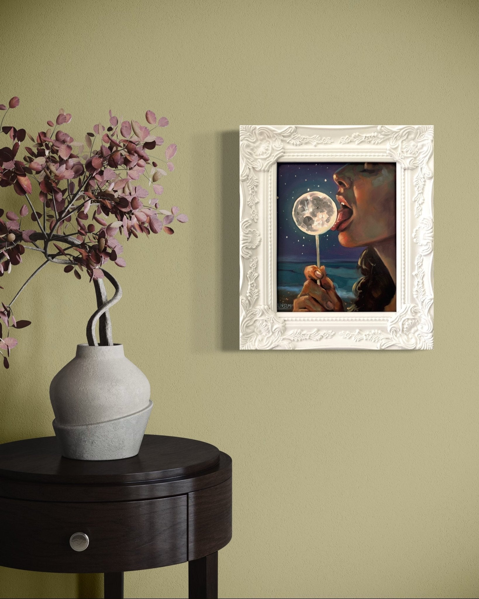 Luna: Original Oil Painting on Panel (8x10) Dreamy surreal art for unique collectors - David Ussery