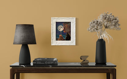 Luna: Original Oil Painting on Panel (8x10) Dreamy surreal art for unique collectors - David Ussery