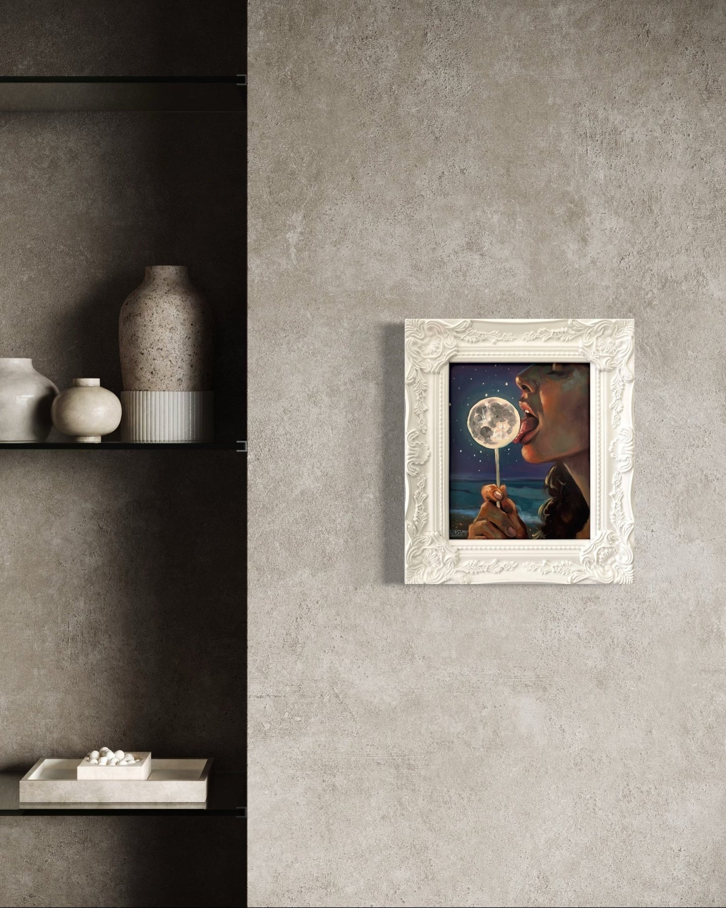 Luna: Original Oil Painting on Panel (8x10) Dreamy surreal art for unique collectors - David Ussery