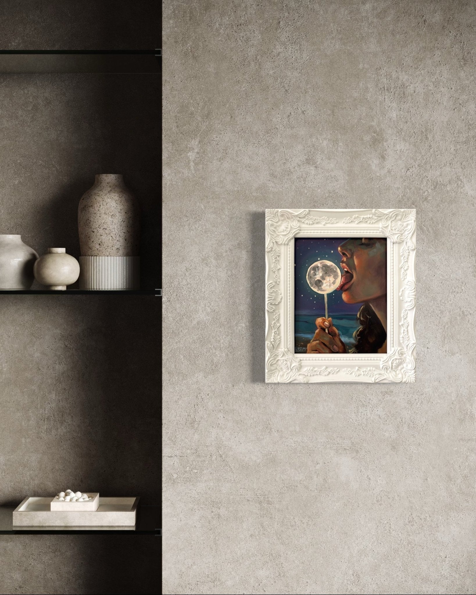 Luna: Original Oil Painting on Panel (8x10) Dreamy surreal art for unique collectors - David Ussery