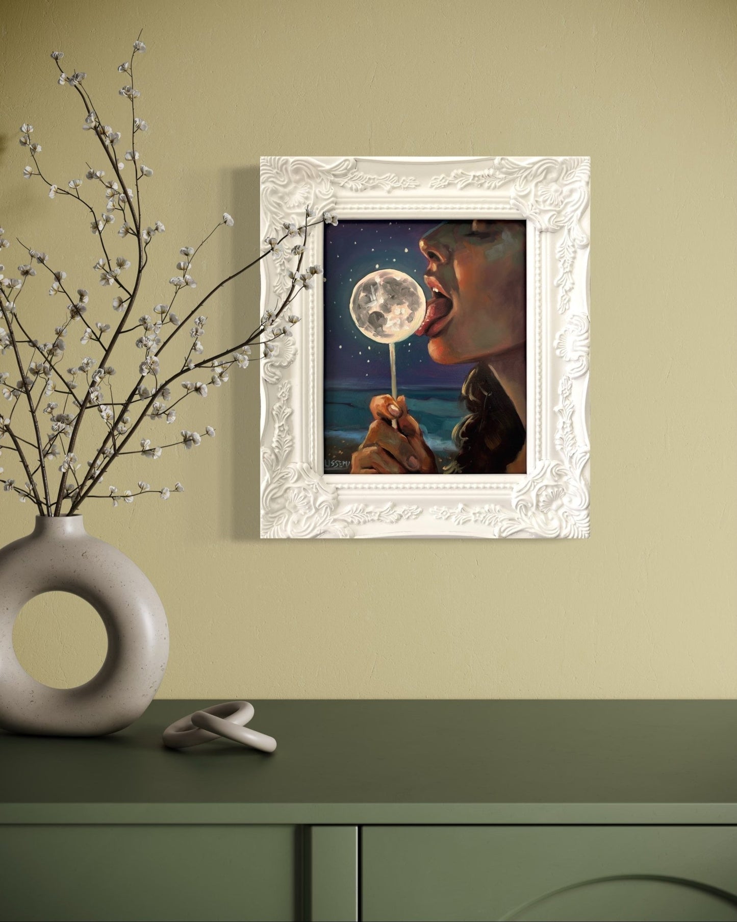 Luna: Original Oil Painting on Panel (8x10) Dreamy surreal art for unique collectors - David Ussery