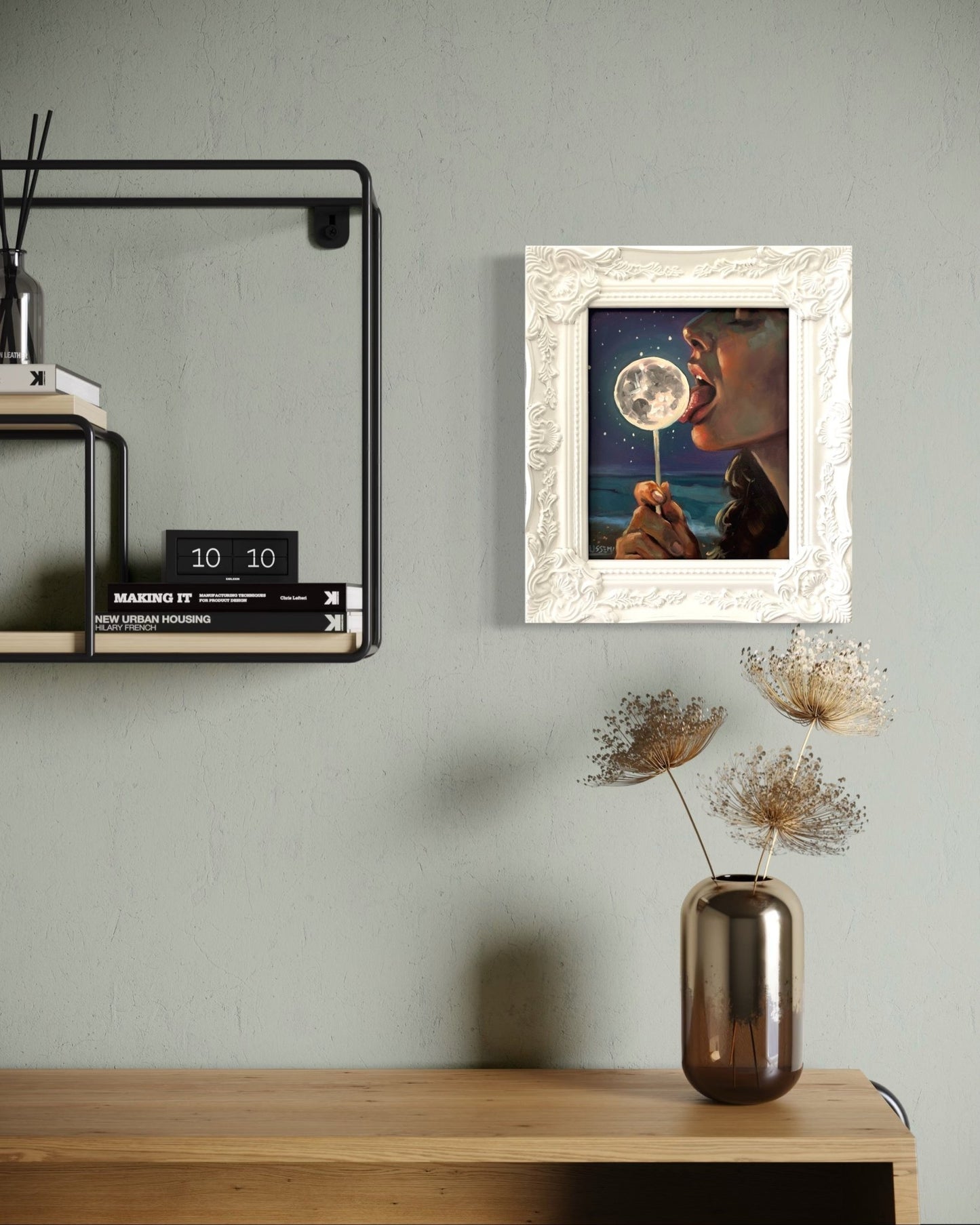 Luna: Original Oil Painting on Panel (8x10) Dreamy surreal art for unique collectors - David Ussery