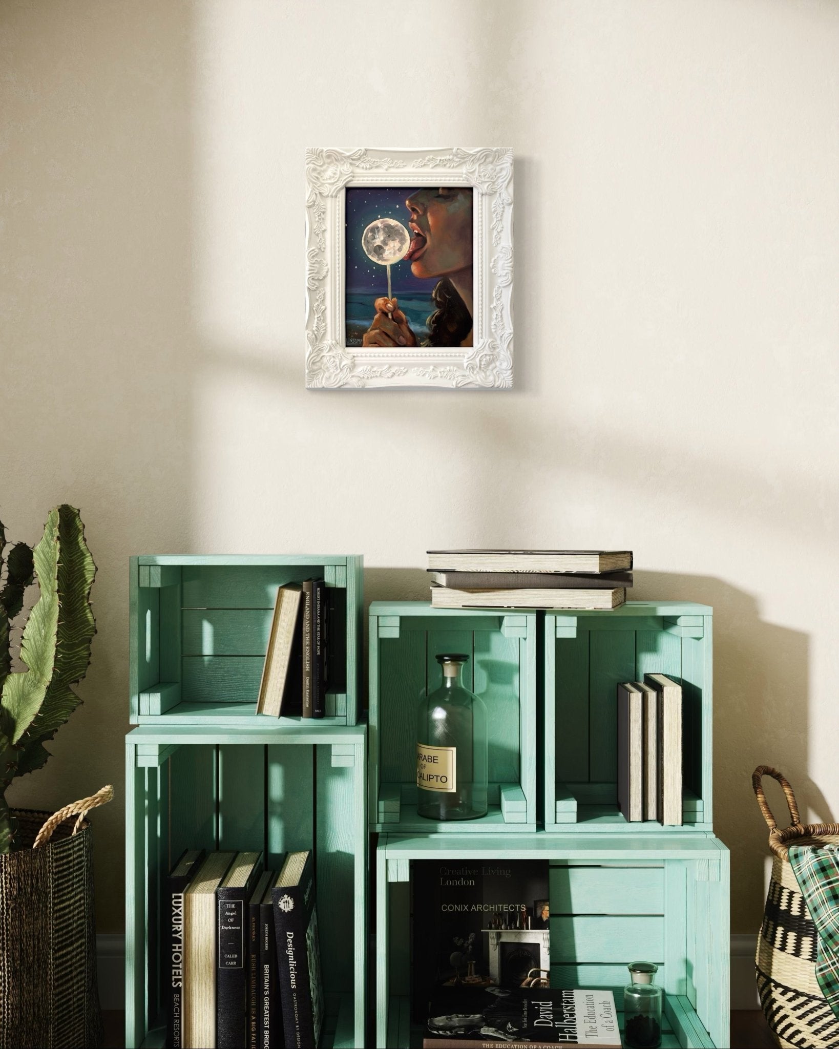 Luna: Original Oil Painting on Panel (8x10) Dreamy surreal art for unique collectors - David Ussery