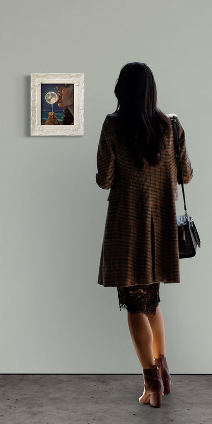 Luna: Original Oil Painting on Panel (8x10) Dreamy surreal art for unique collectors - David Ussery