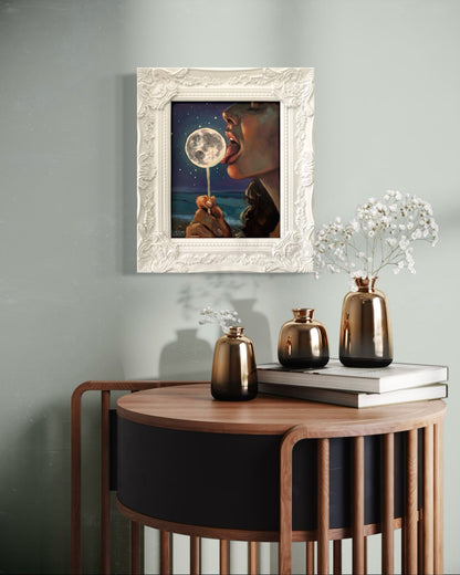 Luna: Original Oil Painting on Panel (8x10) Dreamy surreal art for unique collectors - David Ussery