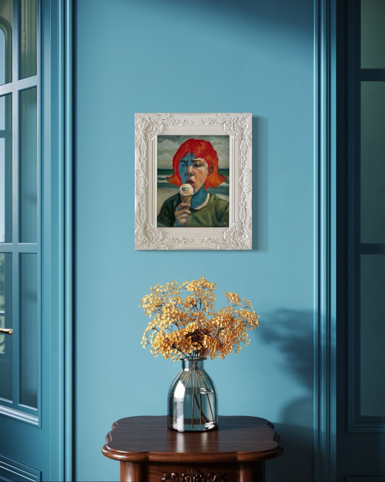 No!” Original Oil Portrait by David Ussery - Framed 8x10 Panel, COA, Free USA Shipping - David Ussery