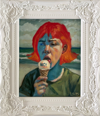 No!” Original Oil Portrait by David Ussery - Framed 8x10 Panel, COA, Free USA Shipping - David Ussery