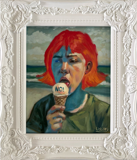 No!” Original Oil Portrait by David Ussery - Framed 8x10 Panel, COA, Free USA Shipping - David Ussery