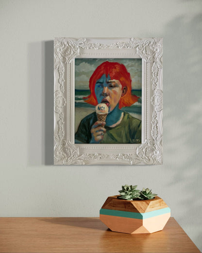 No!” Original Oil Portrait by David Ussery - Framed 8x10 Panel, COA, Free USA Shipping - David Ussery