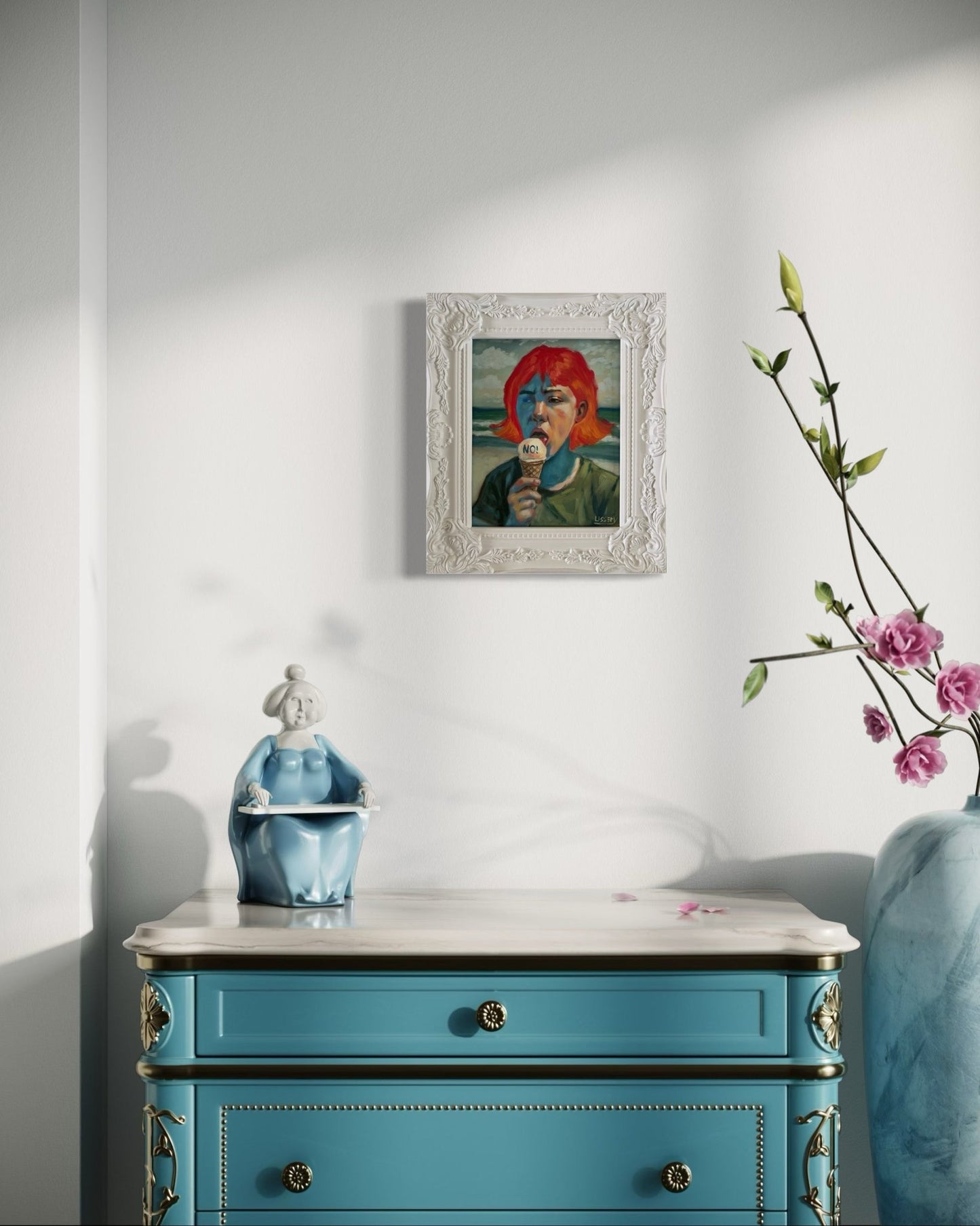 No!” Original Oil Portrait by David Ussery - Framed 8x10 Panel, COA, Free USA Shipping - David Ussery