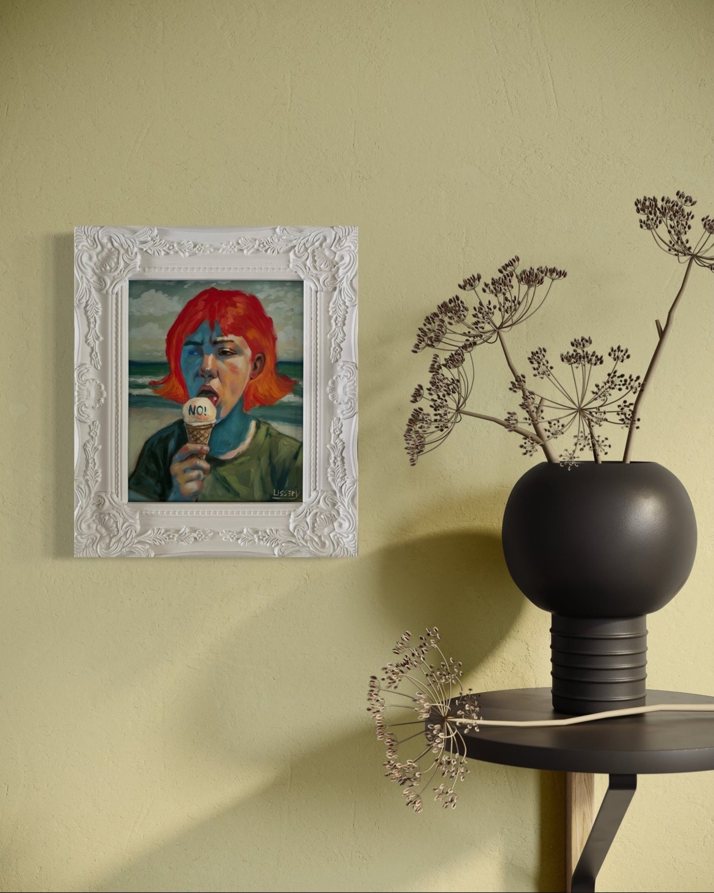 No!” Original Oil Portrait by David Ussery - Framed 8x10 Panel, COA, Free USA Shipping - David Ussery