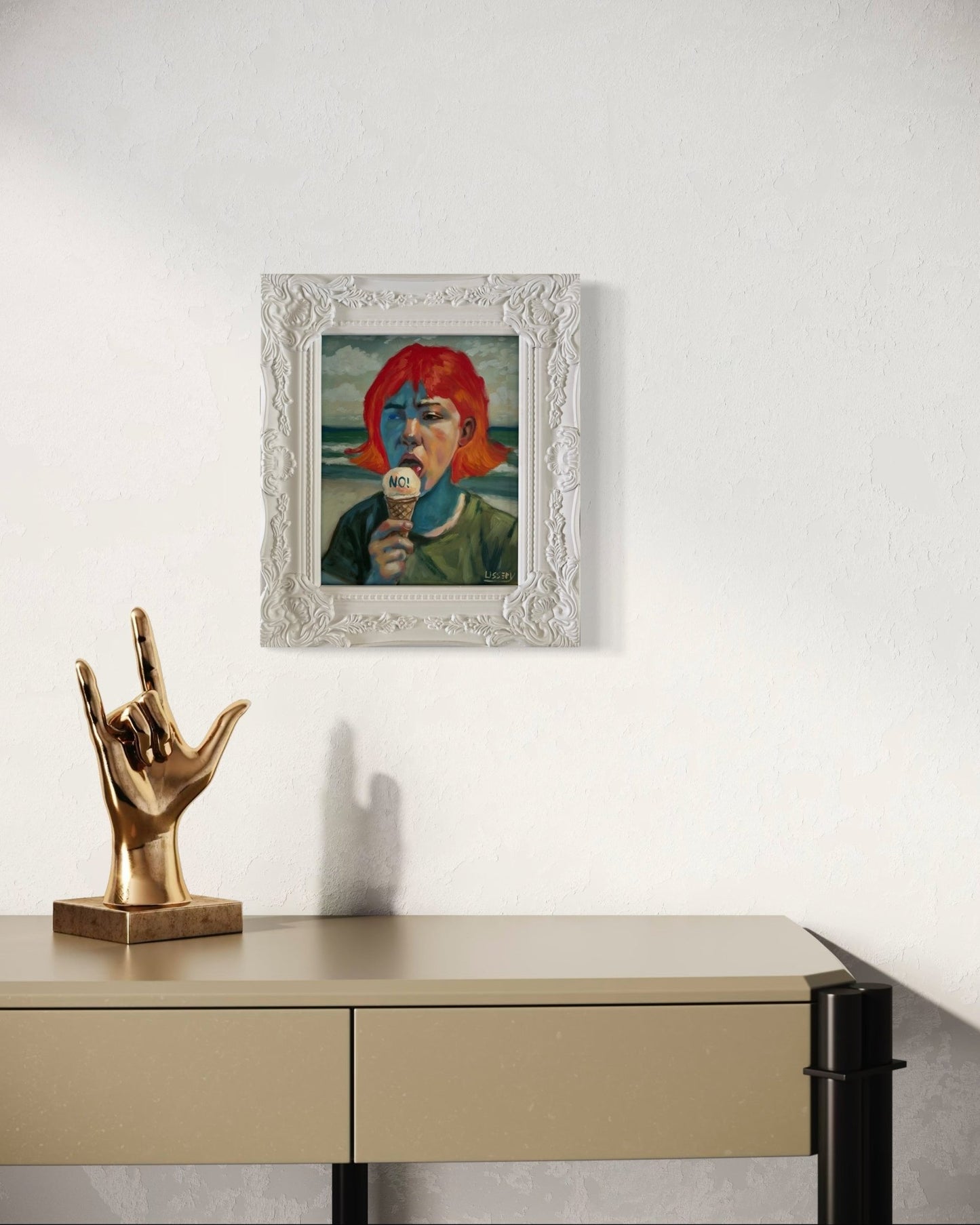 No!” Original Oil Portrait by David Ussery - Framed 8x10 Panel, COA, Free USA Shipping - David Ussery