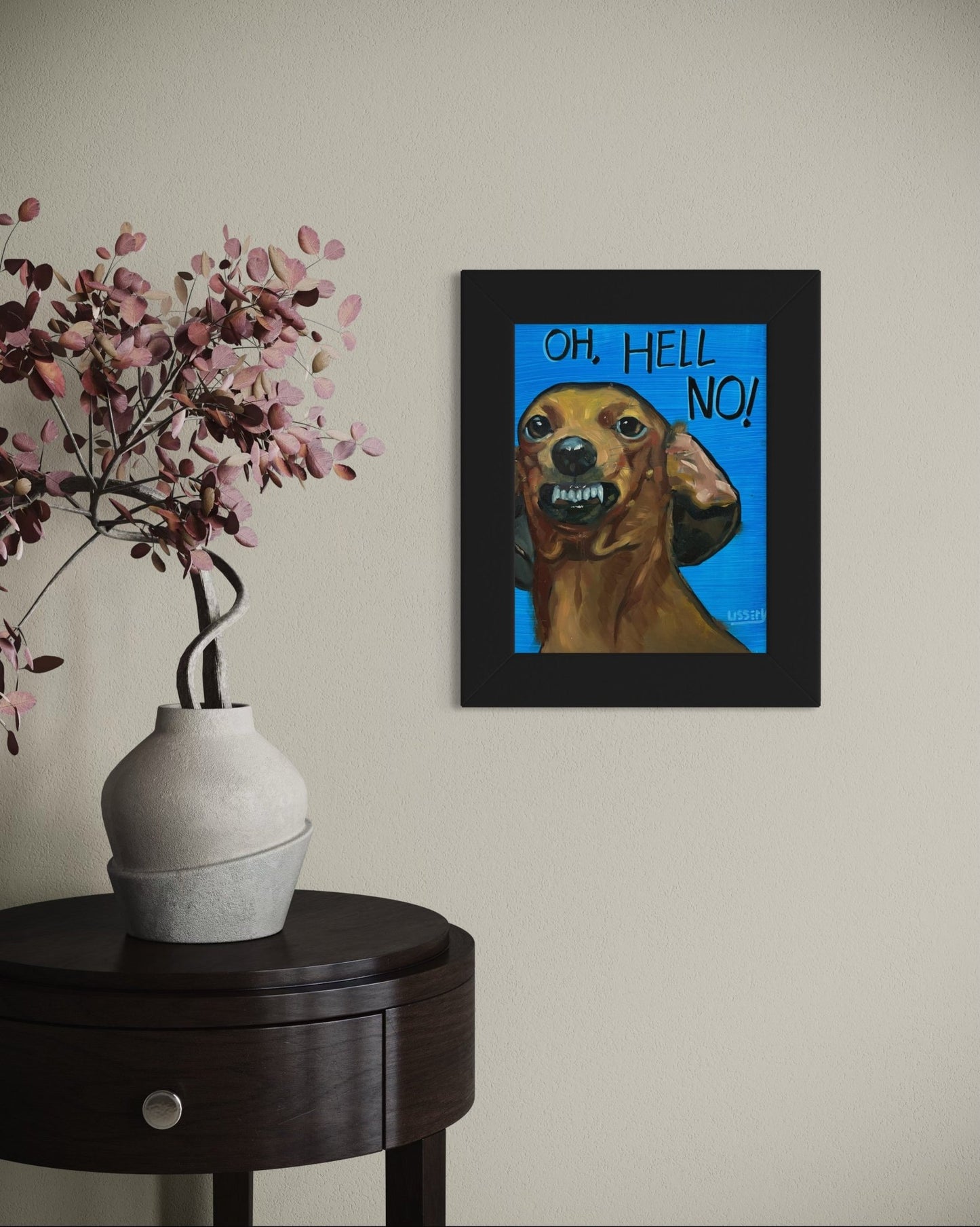 Oh, Hell No! – Original Dachshund Oil Painting (8”x10” on Panel) - David Ussery