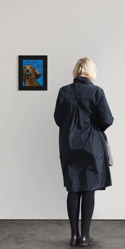 Oh, Hell No! – Original Dachshund Oil Painting (8”x10” on Panel) - David Ussery