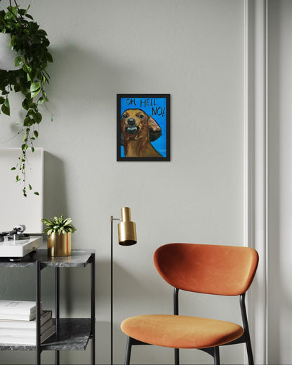 Oh, Hell No! – Original Dachshund Oil Painting (8”x10” on Panel) - David Ussery