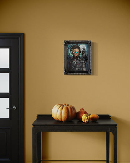 Punk Poe – Original 16 x 20 Oil Painting (Light-Up Eyes, Motion Activated) | Gothic Punk Art by David Ussery - David Ussery