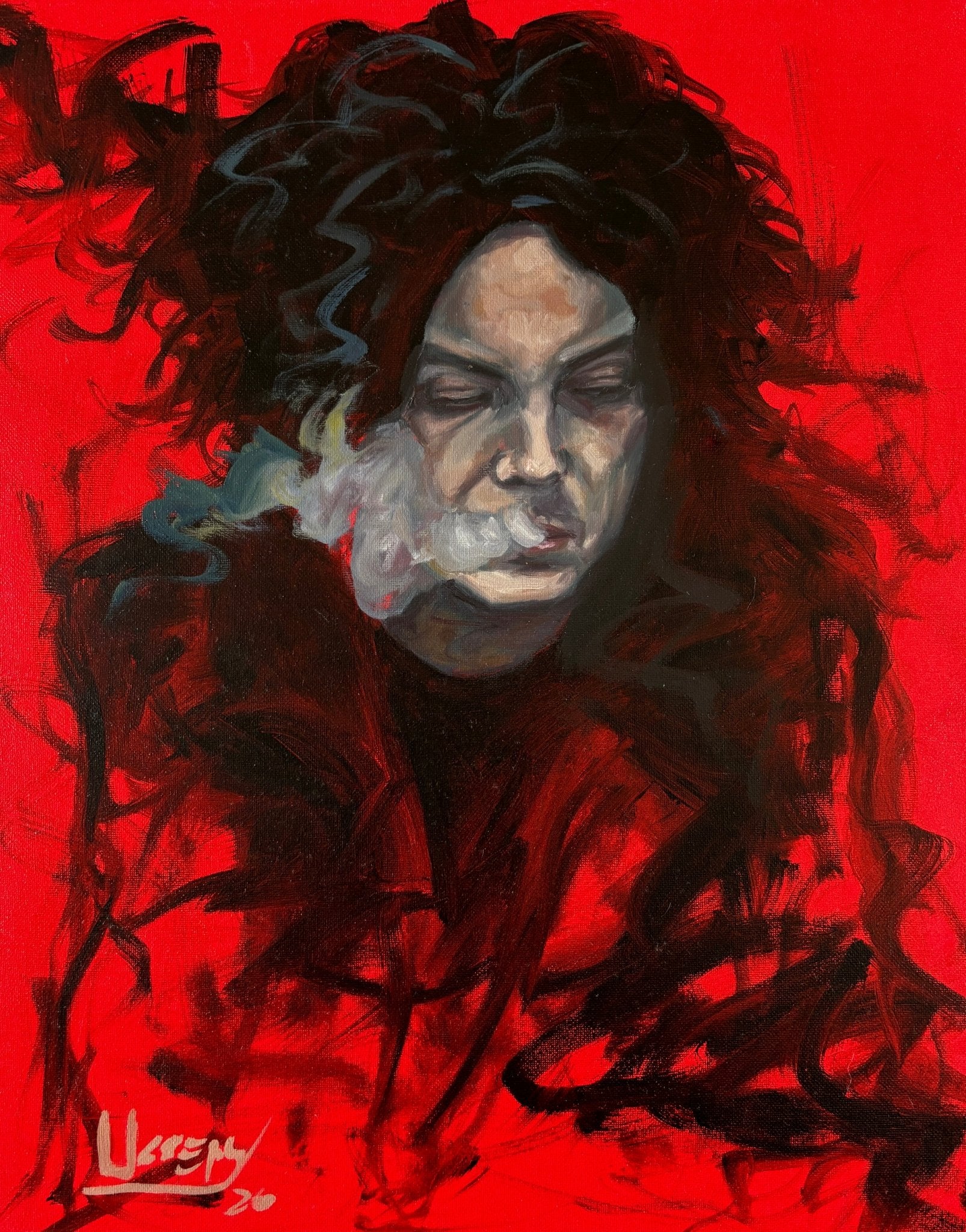 “The Third Man” a portrait of Jack White. Oil 16x20 canvas - David Ussery