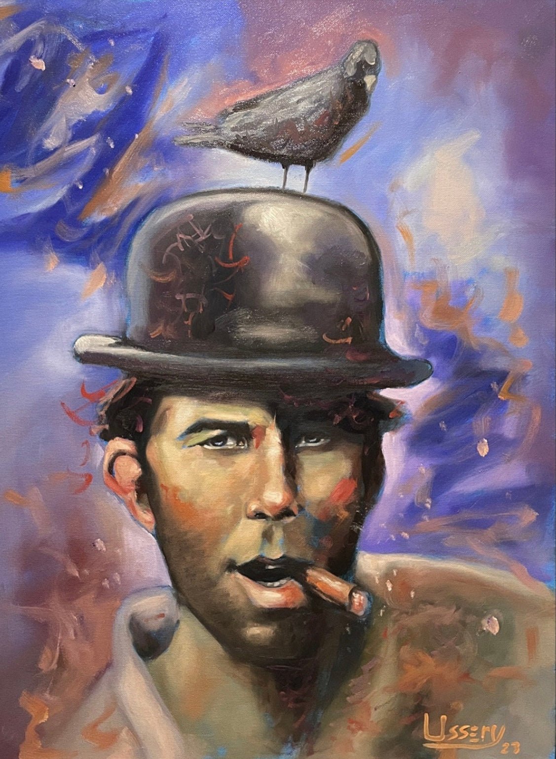 “Waits for it” A portrait of Tom Waits oil 18x24 - David Ussery